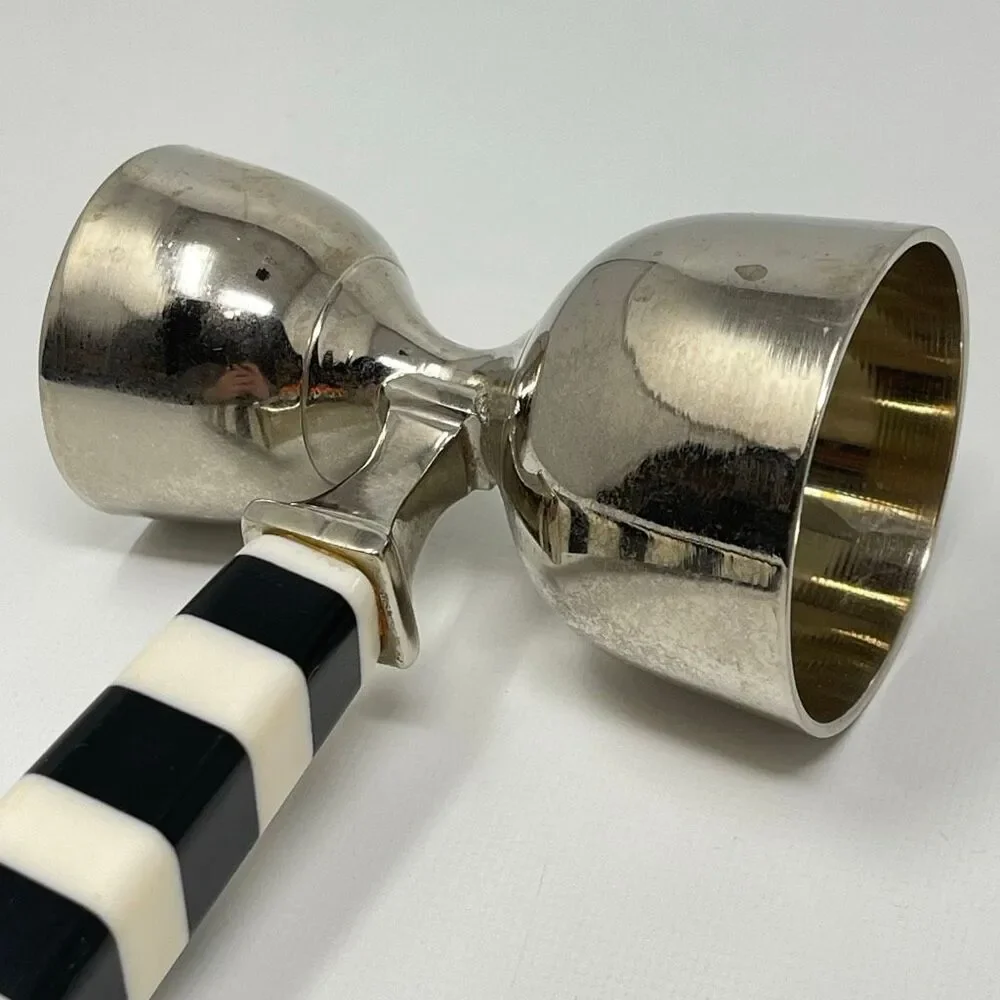 Darren Ransdell Set of 3 Metal Bar Tools Black White Stripe Plastic Handles